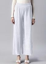 Lycra White Daily Wear Pleated Plazzo